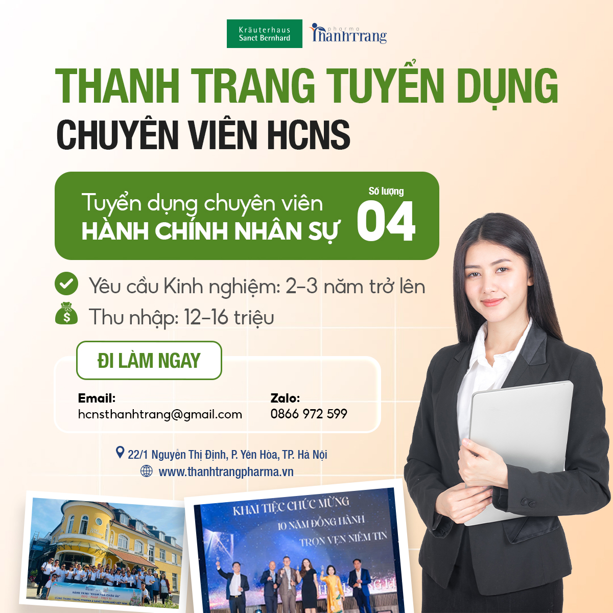 TUYỂN DỤNG CHUYÊN VIÊN HÀNH CHÍNH NHÂN SỰ HÀ NỘI